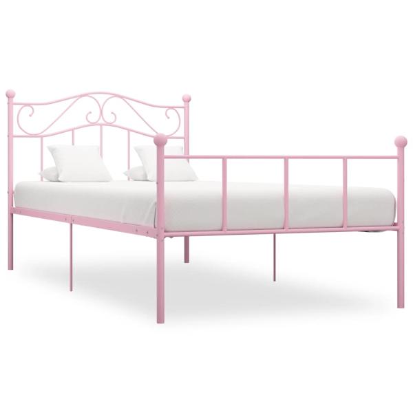 ARDEBO.de - Bettgestell Rosa Metall 90×200 cm