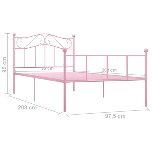 Bettgestell Rosa Metall 90×200 cm