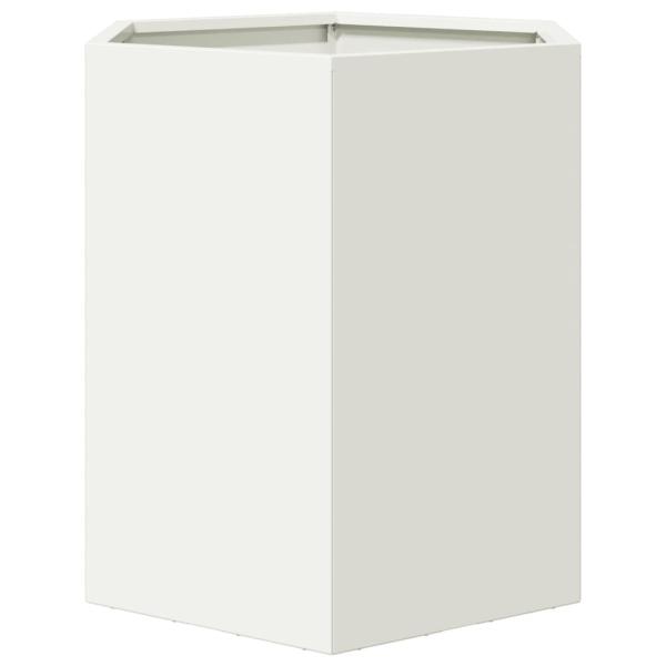 Pflanzkübel Weiß Sechseckig 46x40x45 Stahl