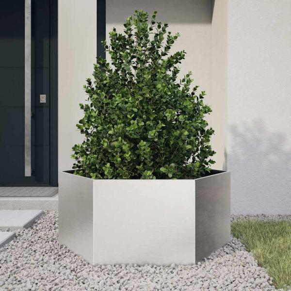 ARDEBO.de - Pflanzkübel Sechseckig 104x90x45 Edelstahl