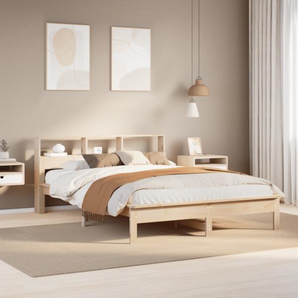 ARDEBO.de - Massivholzbett mit Regal ohne Matratze 120x200 cm Kiefer