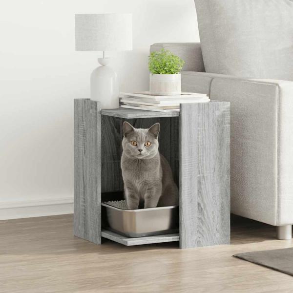 ARDEBO.de - Katzenklo Grau Sonoma 42x42x51 cm Holzwerkstoff