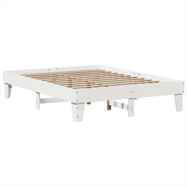 Massivholzbett ohne Matratze Weiß 160x200 Kiefernholz