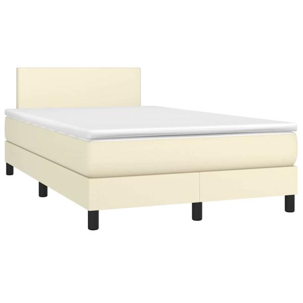 Boxspringbett mit Matratze & LED Creme 120x200 cm Kunstleder