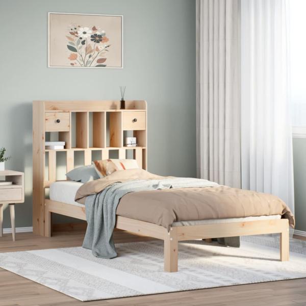 ARDEBO.de - Massivholzbett mit Regal ohne Matratze 90x200 cm Kiefer