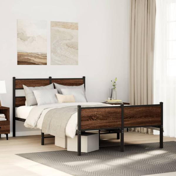 ARDEBO.de - Bettgestell ohne Matratze Braun Eiche 120x190 cm Holzwerkstoff