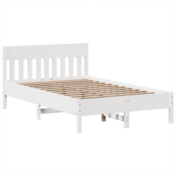 Massivholzbett ohne Matratze Weiß 135x190 cm Kiefernholz