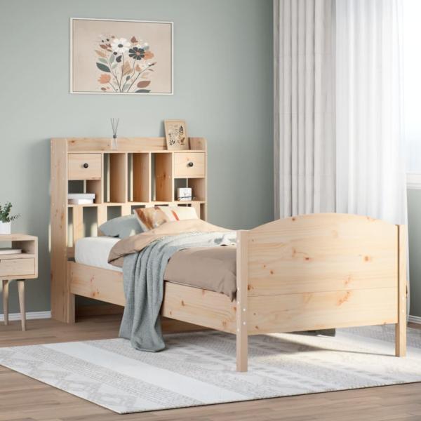 ARDEBO.de - Massivholzbett mit Regal ohne Matratze 100x200 cm Kiefer
