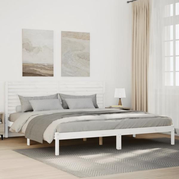 ARDEBO.de - Massivholzbett Extra Lang ohne Matratze Weiß 200x210 cm