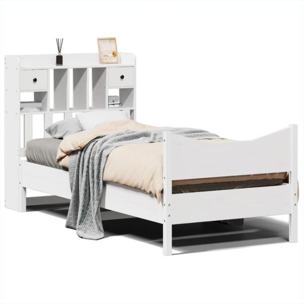 Massivholzbett ohne Matratze Weiß 75x190 cm Kiefernholz