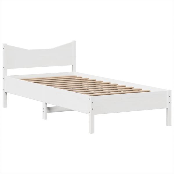 Massivholzbett ohne Matratze Weiß 75x190 cm Kiefernholz