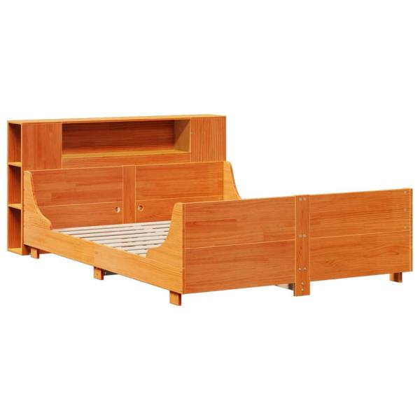 Massivholzbett ohne Matratze Wachsbraun 135x190 cm Kiefernholz