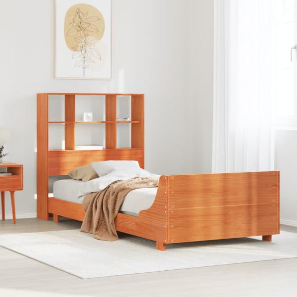 ARDEBO.de - Massivholzbett ohne Matratze Wachsbraun 100x200 Kiefernholz