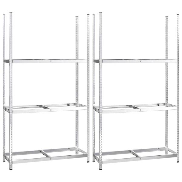 Reifenregale mit 3 B?den 2 Stk. Silbern 110x40x200 cm Stahl