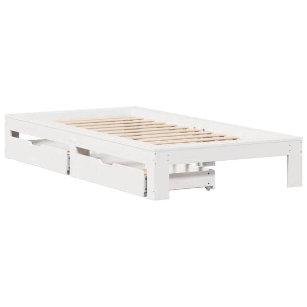 Massivholzbett ohne Matratze Weiß 90x200 cm Kiefernholz