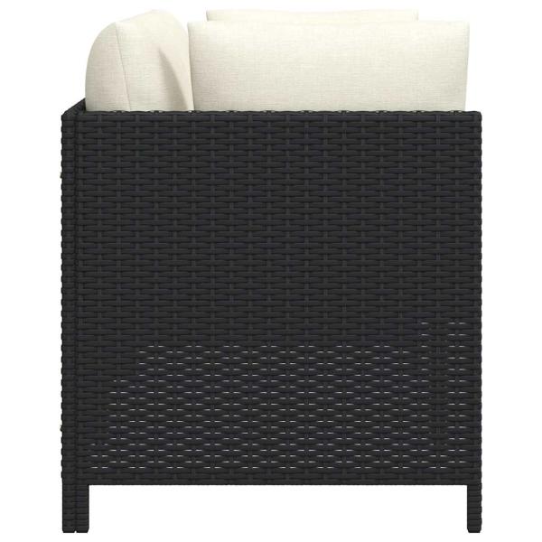 2-Sitzer-Gartensofa mit Kissen Schwarz Poly Rattan