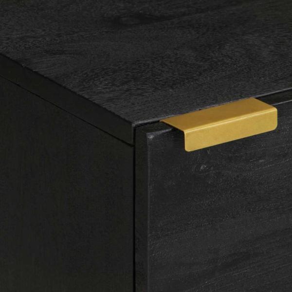 Nachttisch Schwarz 40x33x46 cm Massivholz Mango
