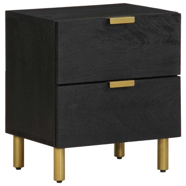 ARDEBO.de - Nachttisch Schwarz 40x33x46 cm Massivholz Mango