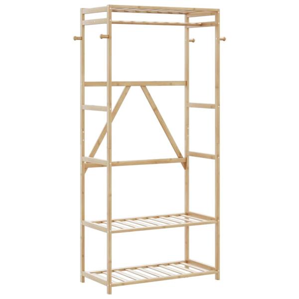 ARDEBO.de - Kleiderständer mit Ablagen 80x40x175 cm Bambus