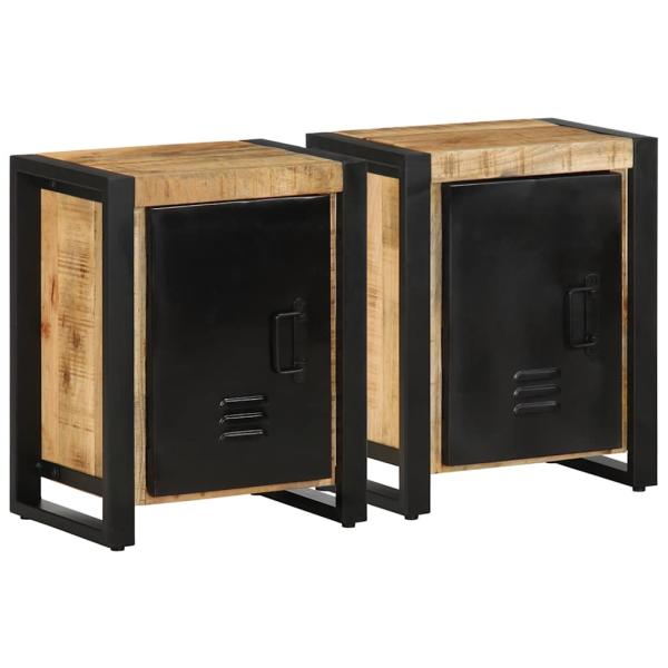 ARDEBO.de - Nachttische 2 Stk. Raues Mangoholz