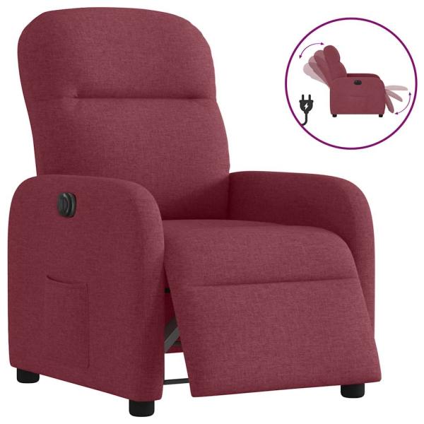 ARDEBO.de - Relaxsessel Elektrisch Weinrot Stoff