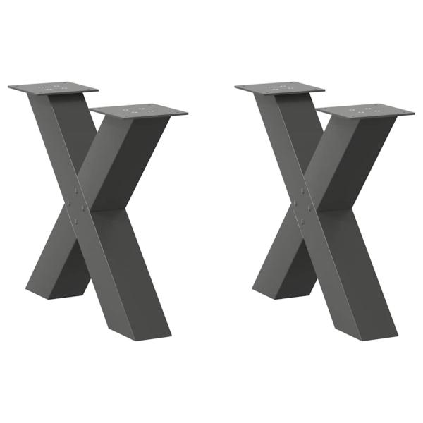 ARDEBO.de - Couchtischbeine X-Form 2 Stk. Anthrazit 60x(42-43) cm Stahl