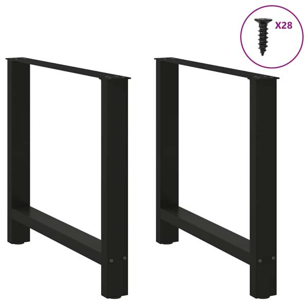 Esstischbeine Schwarz 2 Stk. 80x(72-73) cm Stahl