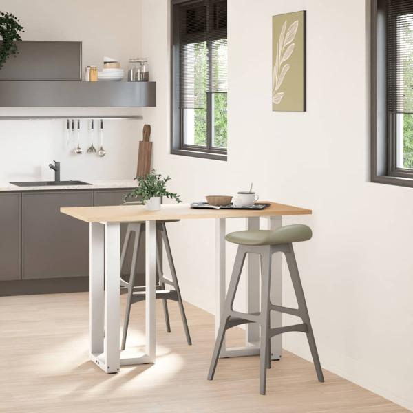 ARDEBO.de - Bartischbeine T-Form 2 Stk. Weiß 50x35x(90-91) cm Stahl