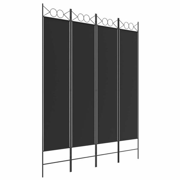 4-tlg. Paravent Schwarz 160x200 cm Stoff