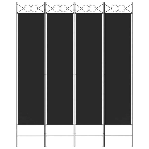 4-tlg. Paravent Schwarz 160x200 cm Stoff