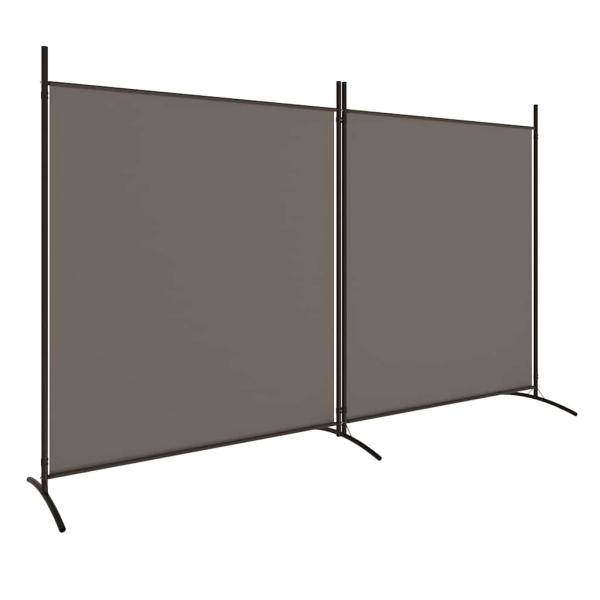 2-tlg. Paravent Anthrazit 348x180 cm Stoff