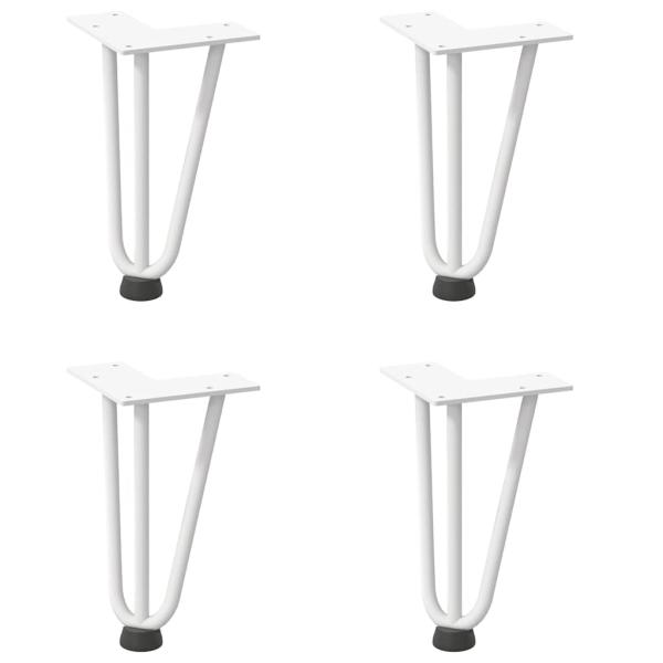 Haarnadelbeine für Couchtisch 4 Stk. Weiß 20 cm Massivstahl