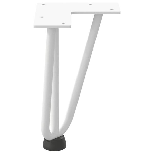 Haarnadelbeine für Couchtisch 4 Stk. Weiß 20 cm Massivstahl