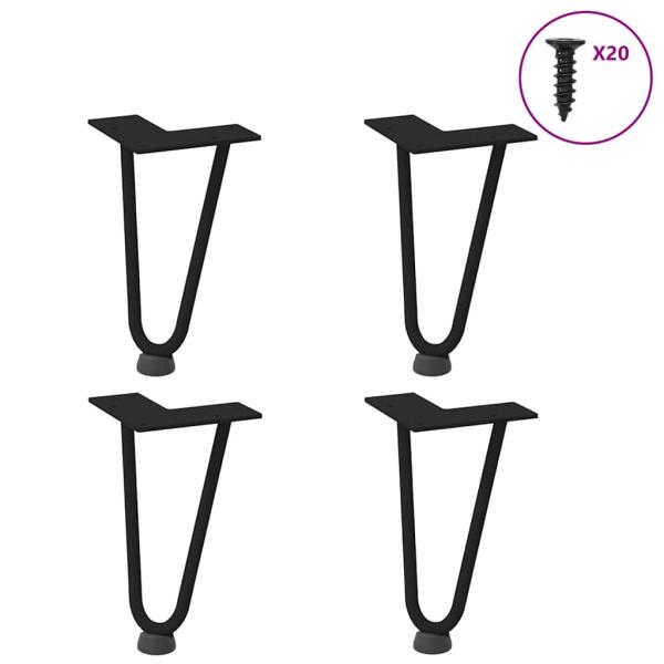 Haarnadelbeine für Couchtisch 4 Stk. Schwarz 20 cm Massivstahl