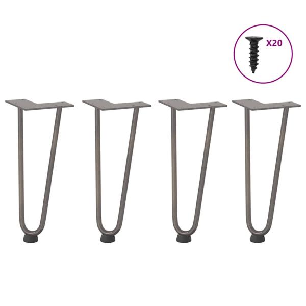Haarnadelbeine für Couchtisch 4 Stk. Naturstahl 30 cm Massivstahl