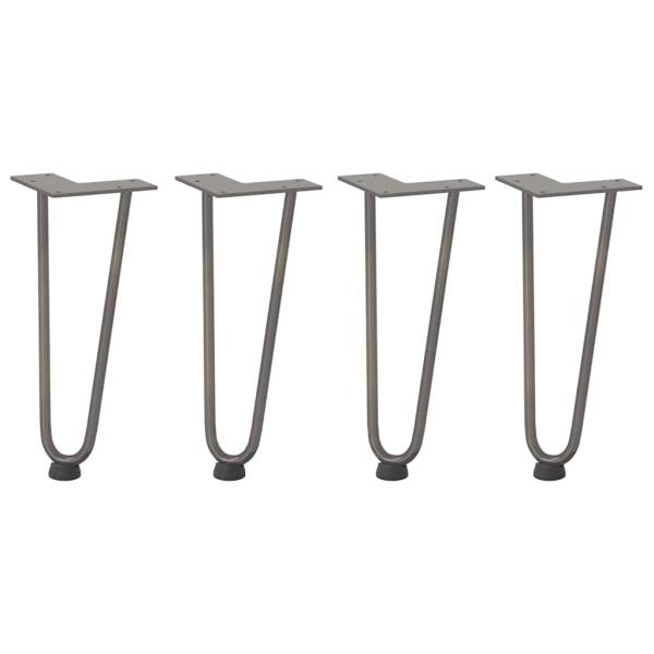 Haarnadelbeine für Couchtisch 4 Stk. Naturstahl 30 cm Massivstahl