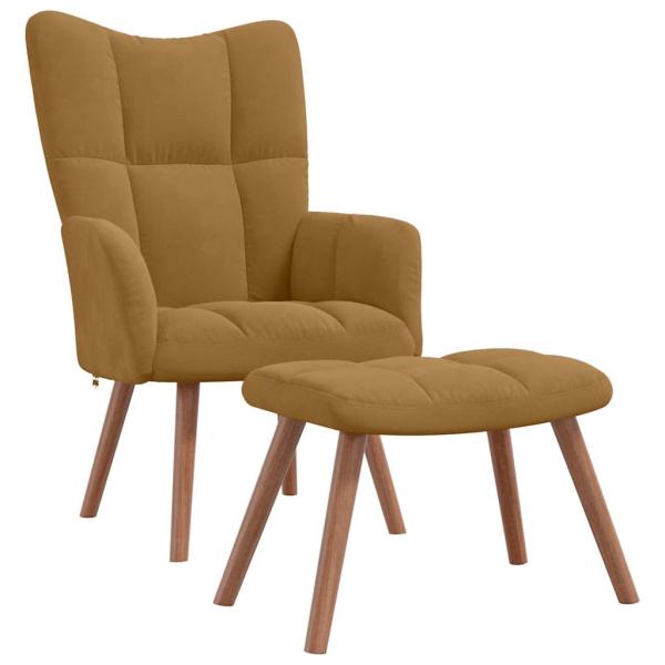 Relaxsessel mit Hocker Braun Samt