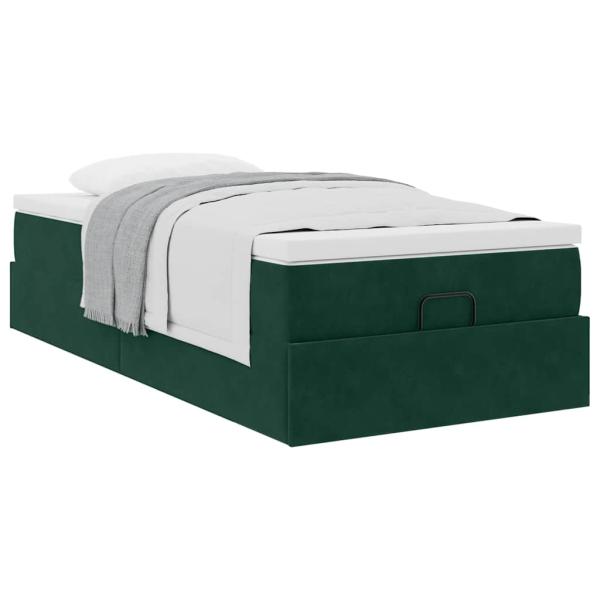 Ottoman-Bett mit Matratze Dunkelgrün 90x190 cm Samt