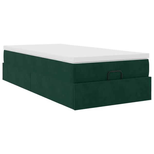Ottoman-Bett mit Matratze Dunkelgrün 90x190 cm Samt