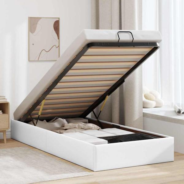 ARDEBO.de - Ottoman-Bett ohne Matratze Weiß 80x200 cm Kunstleder