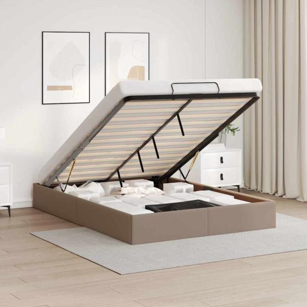 ARDEBO.de - Ottoman-Bett ohne Matratze Cappucino 140x200cm Kunstleder