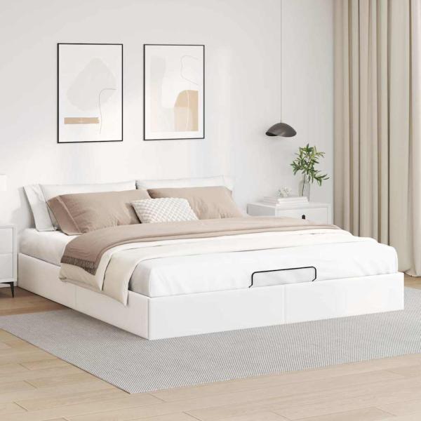 Ottoman-Bett ohne Matratze Weiß 200x200 cm Kunstleder