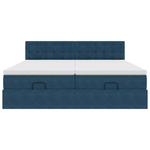Ottoman-Bett mit Matratzen Dunkelblau 160x200 cm Samt