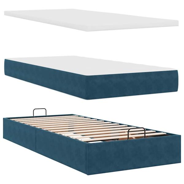 Ottoman-Bett mit Matratzen Dunkelblau 160x200 cm Samt