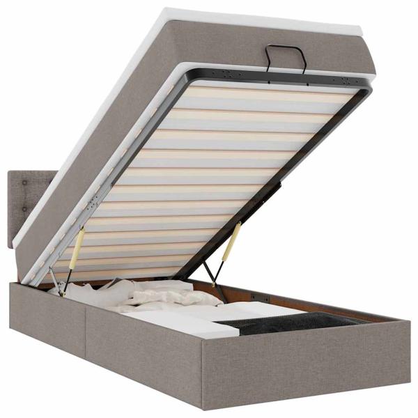 Ottoman-Bett mit Matratze & LEDs Taupe 80x200 cm Stoff