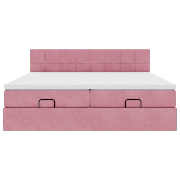 Ottoman-Bett mit Matratzen & LEDs Rosa 160x200 cm Samt