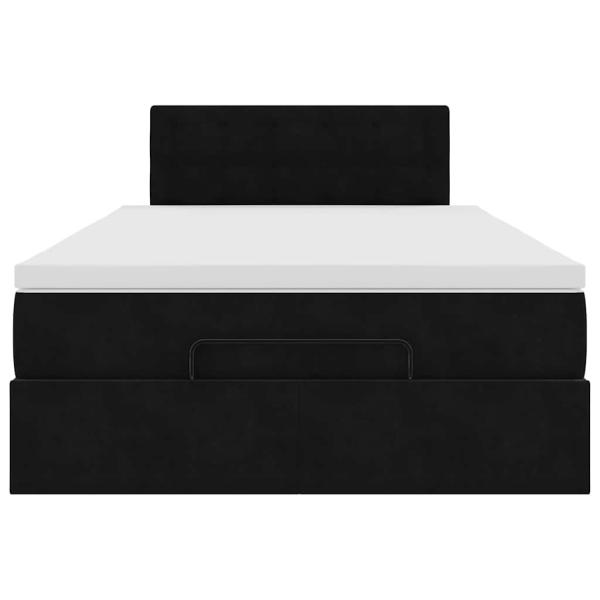 Ottomane Bett mit Matratze & LEDs Schwarz 120x190 cm Samt