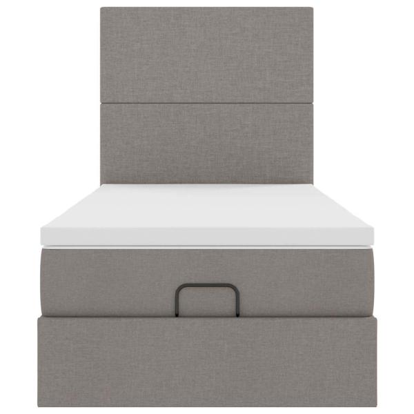 Ottoman-Bett mit Matratze & LEDs Taupe 80x200 cm Stoff