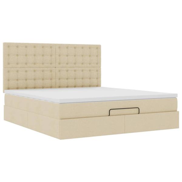 Ottoman-Bett mit Matratze & LEDs Creme 180x200 cm Stoff