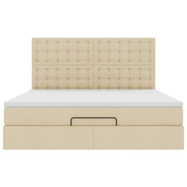 Ottoman-Bett mit Matratze & LEDs Creme 180x200 cm Stoff